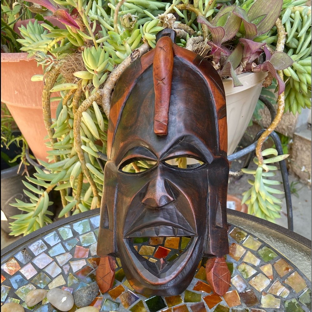 Vintage Solid wood hand crafted  African mask.